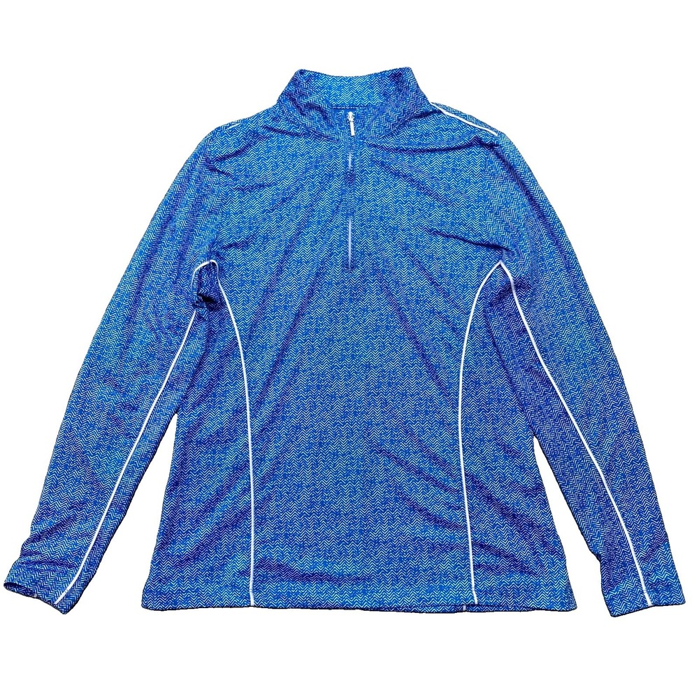 Peter Millar 1/4 Zip Pullover Jersey Women Size M Blue Geometric Athletic Golf